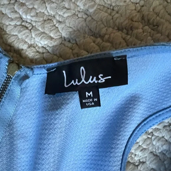 Lulu's Light Blue Textured Dress-M - Picture 6 of 6